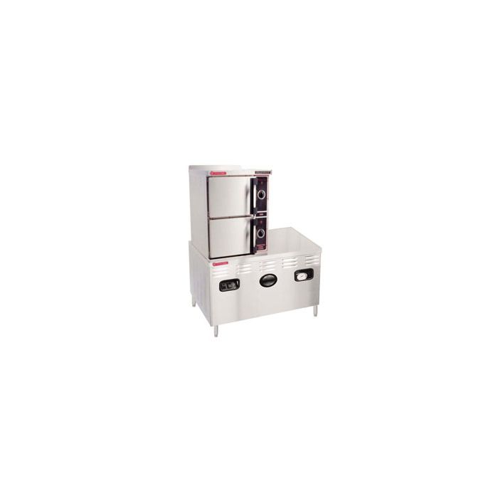 Market Forge 3500M36G 6 pan steamer on 36 Inch wide gas boiler base