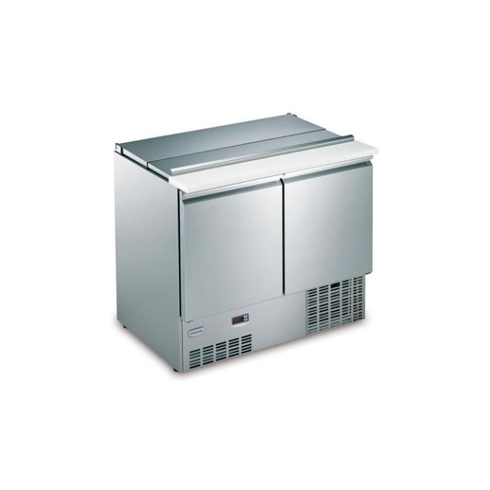 Electrolux 728627 Refrigerated Salad Counter. 250 litre. 2 Door with lid and chopping board. Model number: SAL25L2C9