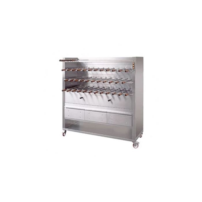 Churrasco grill. Charcoal fired with 35 spits. Elangrill CM35C