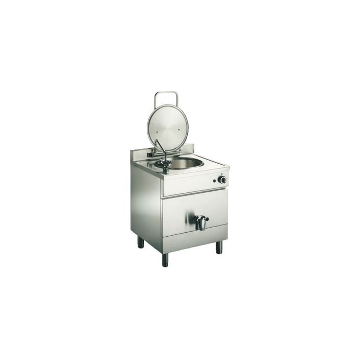 50 litre small commercial boiling pan with. Indirect steam heating. Icos BPFC.V 50 