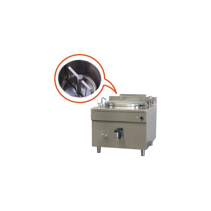 100 litre square commercial boiling pan with mixer. Indirect electric heat. Icos PQFM.IE 100/N