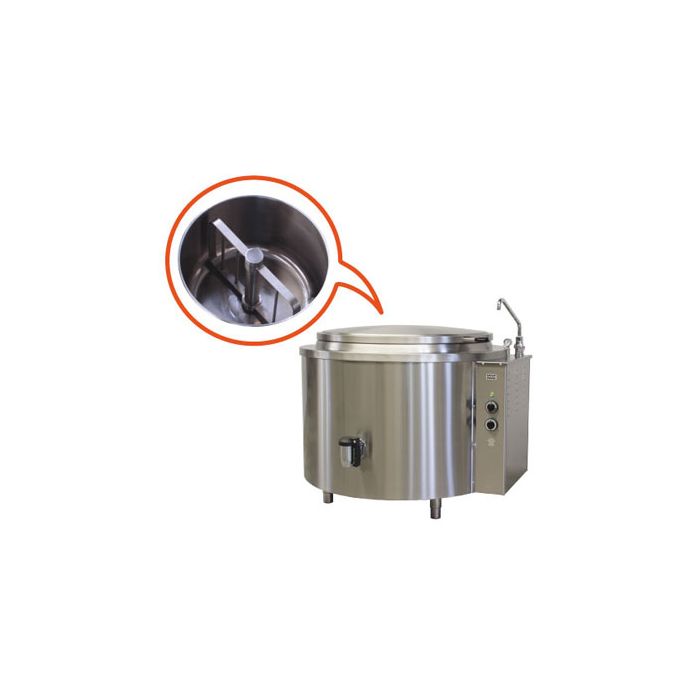 500 litre round commercial boiling pan with mixer. Indirect electric heat. Icos PTFM.IE 500/N 
