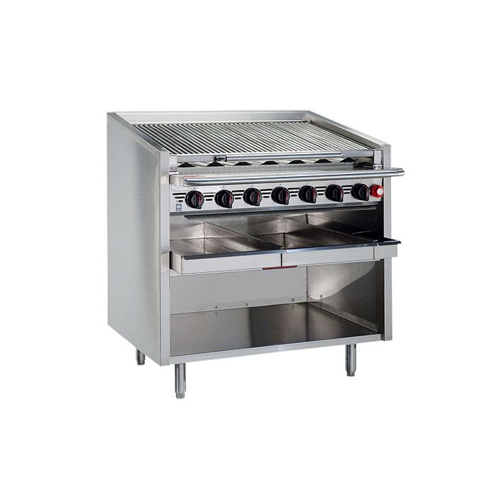 Magikitch'n FM-SMB-672 72" Floor Mounted Lavarock Coal Gas Charbroiler