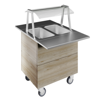 Electrolux Bain-marie, two wells (2GN) with wheels H=900mm, overshelf with LED lights PNC 322003