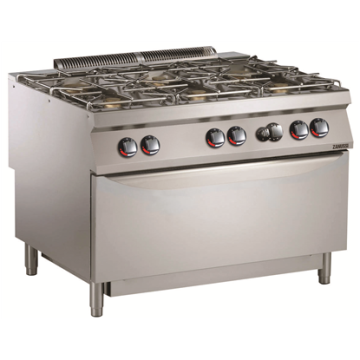 Zanussi 392016 Modular Cooking Range Line EVO900 6-Burner Gas Range 10kW on Large Gas Oven 