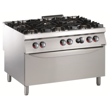 Zanussi 392037 Modular Cooking Range Line EVO900 6-Burner Gas Range on Large Gas Oven 