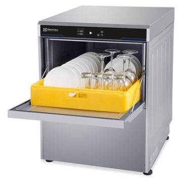 Electrolux 520486 Warewashing Undercounter, double skin, pressure boiler, drain pump, rinse aid & detergent dispenser-60Hz
