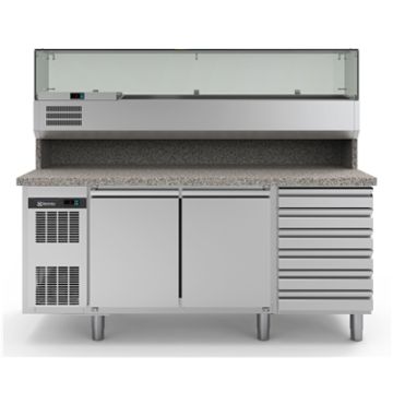 Electrolux 725188 Pizza counters 2-door and 6-drawer Refrigerated Counter with Show Case