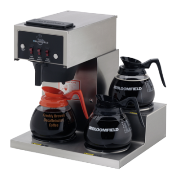 Bloomfield three warmer stepped right, pour-over lo-profile&reg; coffee brewer 8571-D3