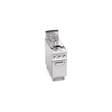 Bertos S900 gas fryer with cabinet - single tank 20 l - automatic basket lifter - oil filtering 13525000 S9GL20MFA