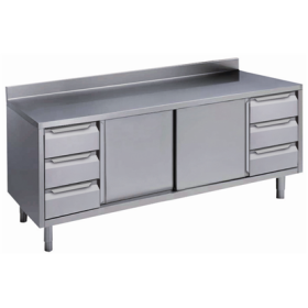 Electrolux 2000 mm Table with 3 +3 Drawers,Upstand & Sliding Doors PNC 133173