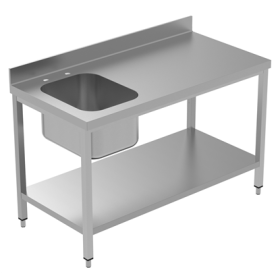 Electrolux 1400 mm Work Table with Upstand and with Shelf - Left Bowl PNC 134106