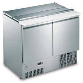 Electrolux 728627 Refrigerated Salad Counter. 250 litre. 2 Door with lid and chopping board. Model number: SAL25L2C9