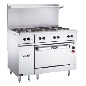 Vulcan Hart Electric Range EV48S-4FP24G208 with 4 French Plates and 24 Inch Griddle to Right