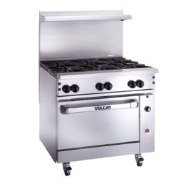 Vulcan Hart 36S-6B gas cooking range. Endurance™ series. 6 burners and deep oven. 