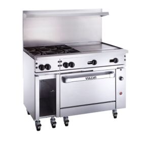 Vulcan Hart 48C-2B36G gas cooking range. Endurance™ series. 2 burners, griddle and convection oven. 