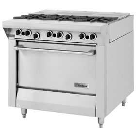 Garland Master Series Gas Commercial Range M43FT. 3 Burners Front and 3 French Top Rear