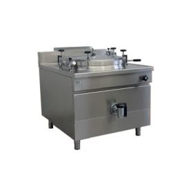200 litre square commercial boiling pan with autoclave lid. Indirect electric heat. Icos PQF.IE 200/A 