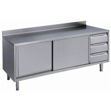 Electrolux 2000 mm Table with 3 Right Drawers,Upstand & Sliding Doors PNC 133171