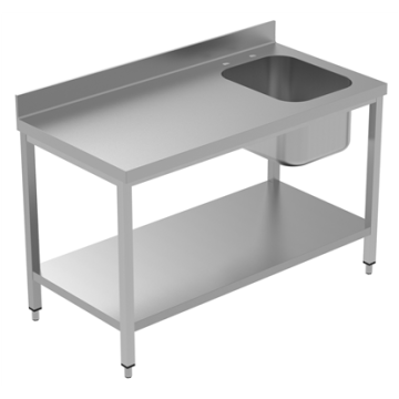 Electrolux 1400 mm Work Table with Upstand and with Shelf - Right Bowl PNC 134105