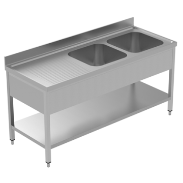 Electrolux PLUS - Static Preparation1800 mm Sink Unit with 2 Bowls and with Shelf  - Left Drain 134117