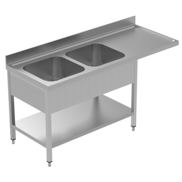 Electrolux PLUS - Static Preparation1800 mm Sink Unit with 2 Bowls with Shelf  - Right Drain 134131