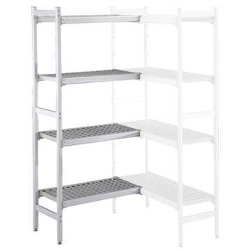 Electrolux 475x1188 mm Aluminium Corner Storage Rack with 4 Polyethylene Shelves PNC 137075