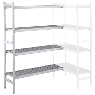 Electrolux 475x2020 mm Aluminium Corner Storage Rack with 4 Polyethylene Shelves PNC 137084