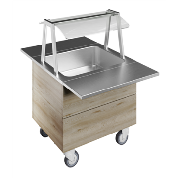 Electrolux Bain-marie, one well (2GN) with wheels H=750mm, overshelf with LED lights PNC 322048