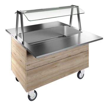 Electrolux Bain-marie, one well (3GN) with wheels H=750mm, overshelf with LED lights PNC 322049