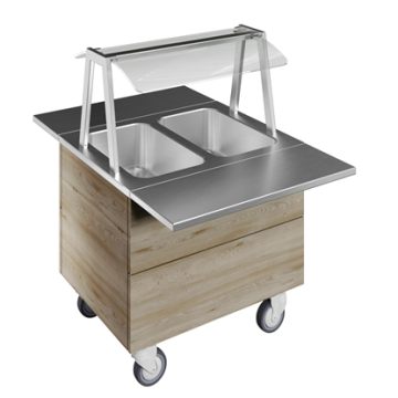 Electrolux Bain-marie, two wells (2GN) with wheels H=750mm, overshelf with LED lights PNC 322051