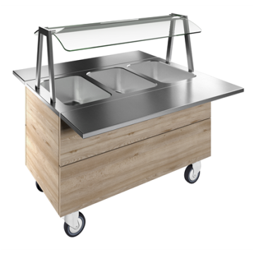 Electrolux Bain-marie, three wells (3GN) with wheels H=750mm, overshelf with LED lights PNC 322052