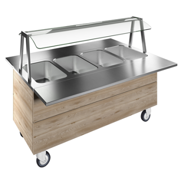 Electrolux Bain-marie, four wells (4GN) with wheels H=750mm, overshelf with LED lights PNC 322053