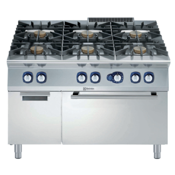 Electrolux 900XP 6-Burner Gas Range 10 kW on Gas Oven with Cupboard, 3mm worktop and electric ignition PNC 391254