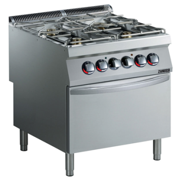 Zanussi 392195 Modular Cooking Range Line EVO900 4-Burner Gas Range on Electric Oven Town Gas 