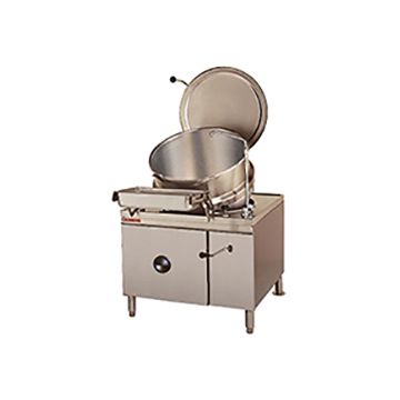 Market Forge MT-25 25 gallon &#40;95 litres&#41; direct steam tilting kettle on a modular base 