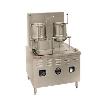 Market Forge MT10T10G &#91;2&#93; 10 gallon gas tilting kettles on 36 Inch modular base