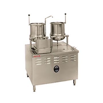 Market Forge MT10T6 &#91;1&#93; 6 gallon & &#91;1&#93; 10 gallon direct steam tilting kettle on 36 Inch modular base 