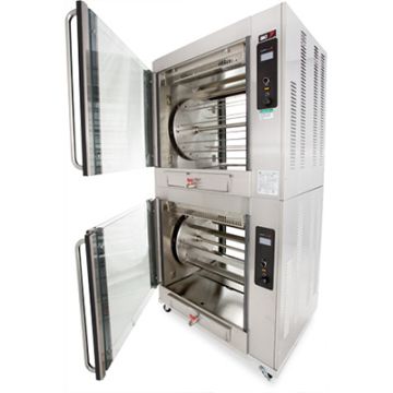 BKI VGG-16-F-PT pass through chicken rotisserie. Solid back. Flat glass. 